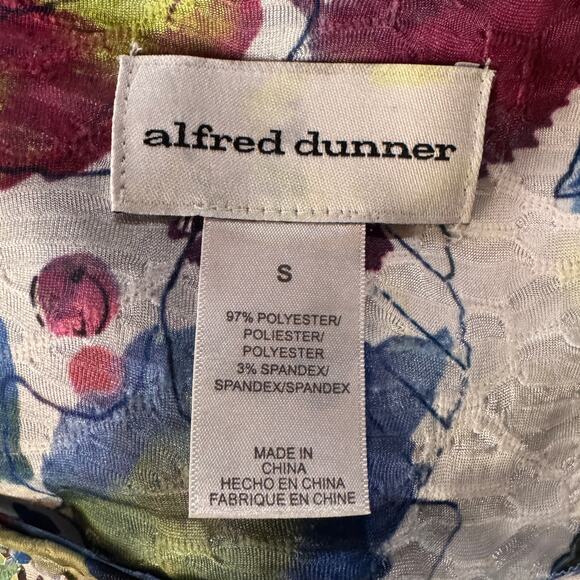 Alfred Dunner Small Top Leaf Print Stretch 3/4 Sleeve Lightweight Semi-Sheer - Picture 6 of 7